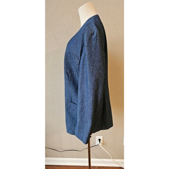 Vintage KORS -Michael Denim Blazer Jacket Leather Buttons Made in Italy Women 10 - Picture 6 of 12